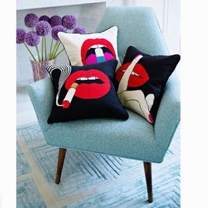Jonathan Adler Lips Hush throw pillow
